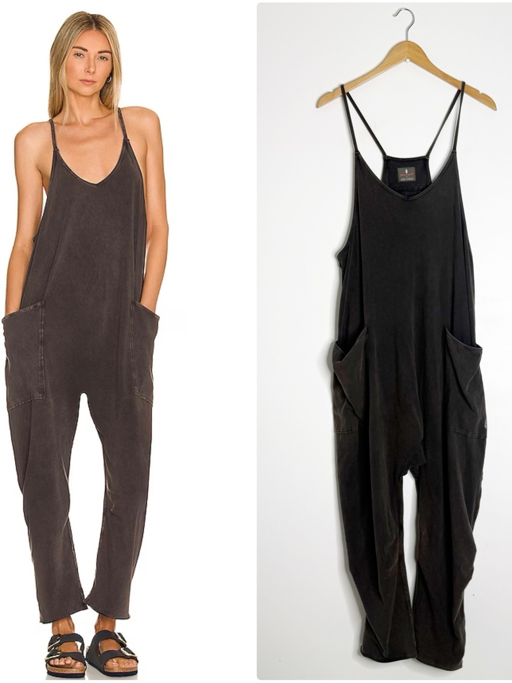 Free People FP Movement Hot Shot Onesie Washed Black Size Large Jumpsuit